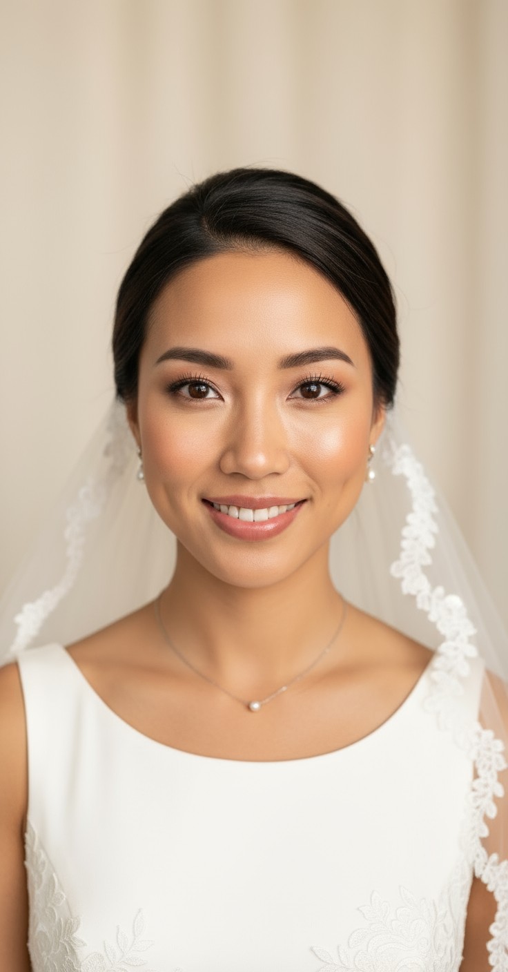 After Wedding Updo With Veil Underneath